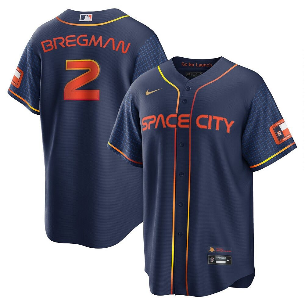 

Мужская футболка Nike Alex Bregman Navy Houston Astros 2022 City Connect Replica Player, цвет Ast Navy