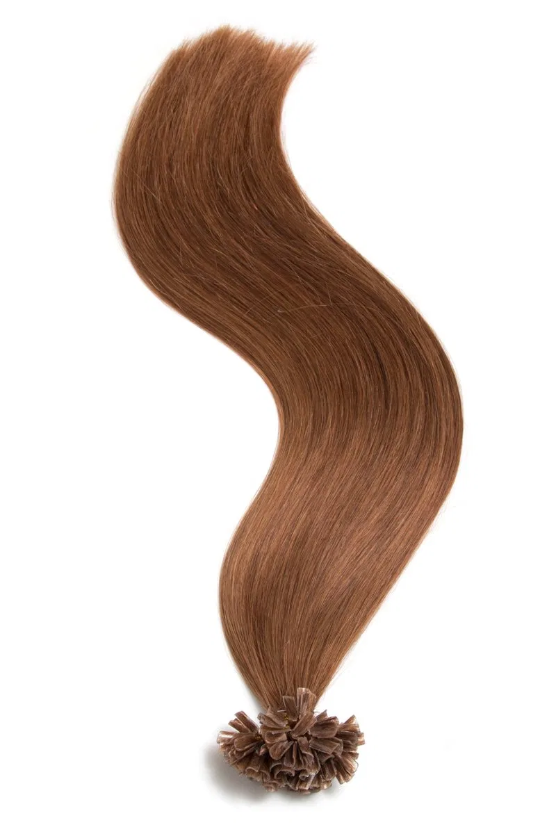 Накладные пряди для волос с кератиновыми капсулами MAHNAZ (45 см, 50 шт.) Glamxtensions, No.08 Golden Brown — фото 3