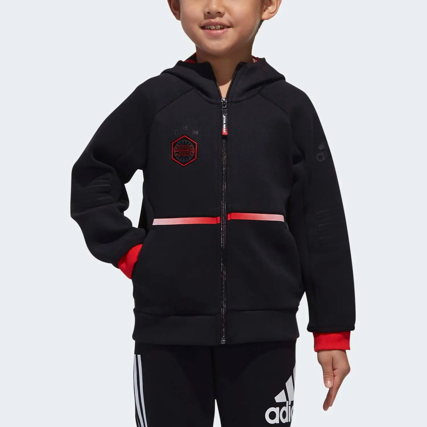 Adidas Куртка xingqiudazhan, lianmingkuan black/bright red kids' — фото 4