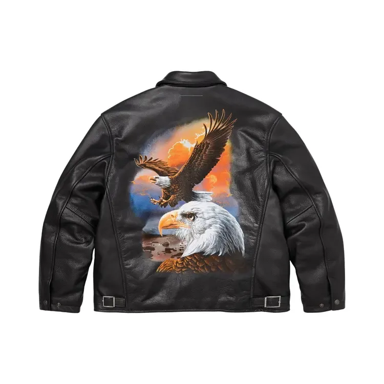 Кожаная куртка Supreme x MM6 Maison Margiela/Schott Eagle, черная — фото 2