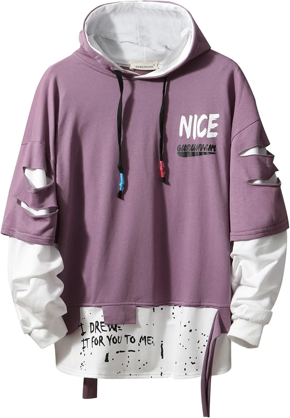 

Мужская модная толстовка с капюшоном Hip Hop Patchwork GURUNVANI