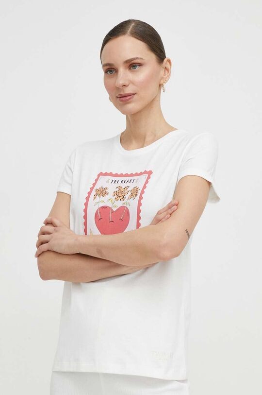 

Хлопковая футболка Twinset, бежевый