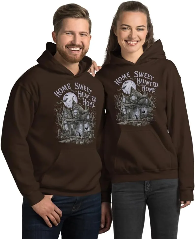 Толстовка Unisex Home Sweet Haunted Home, смешная футболка на Хэллоуин Generic, Dark Chocolate