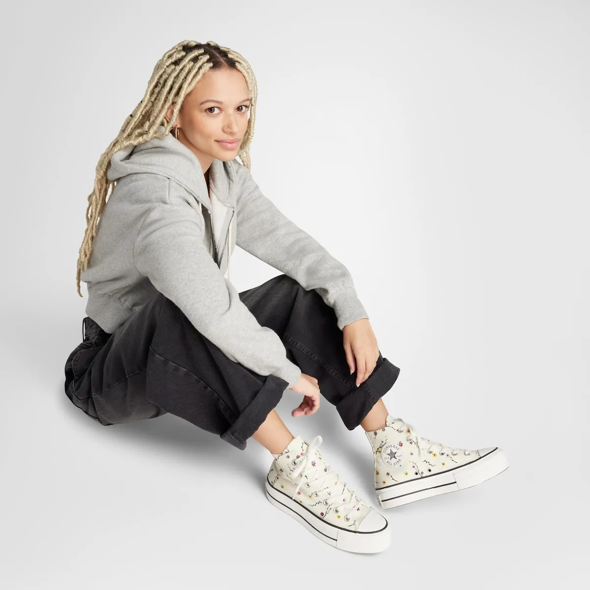 Женские повседневные кеды Chuck Taylor All Star Lift Floral Graphic Converse, бежевый — фото 3