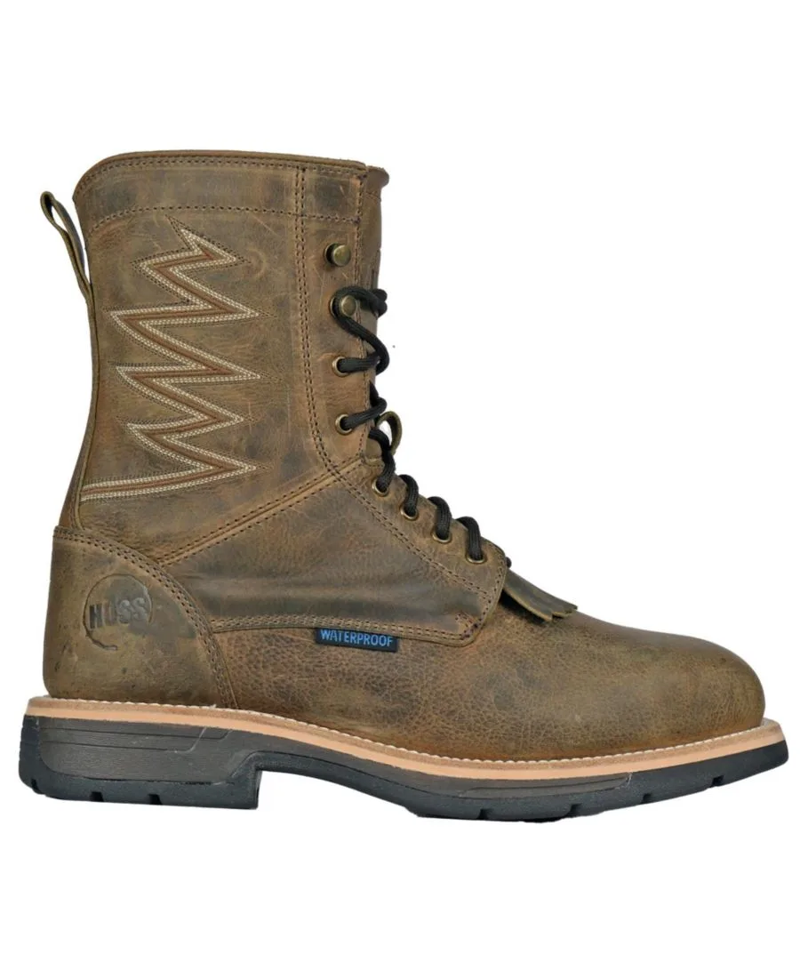 Мужские рабочие ботинки HOSS Brisbee Lacer 8 Inch Distressed Lace Up Kiltie Composite Toe Hoss Boot Company, коричневый leather with texture — фото 2