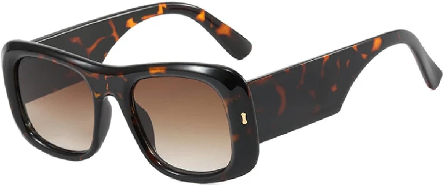 

Солнцезащитные очки с защитой от УФ-излучения UV400 | Женские, мужские, с заклепками, широкие дужки, градиентный цвет, для занятий спортом на открытом воздухе и вождения DSVIGF, Leopard Tea Gradient