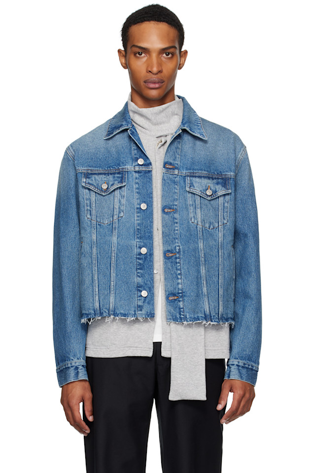 

Потертая джинсовая куртка Mm6 Maison Margiela, синий
