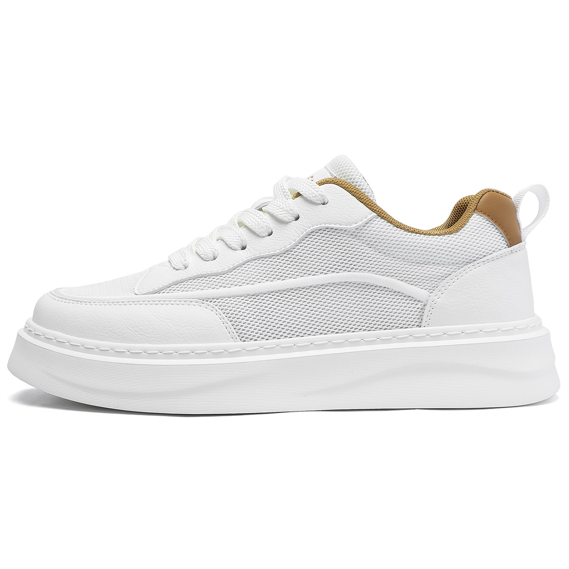 

Mulinsen Износостойкие дышащие легкие мужские низкие кеды бежевые, цвет White Khaki