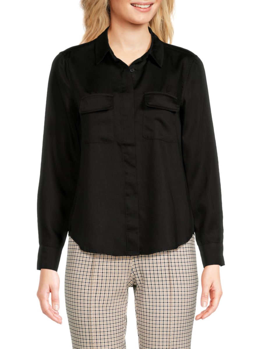 

Рубашка с длинным рукавом и застежкой на пуговицы Saks Fifth Avenue, цвет Very Black