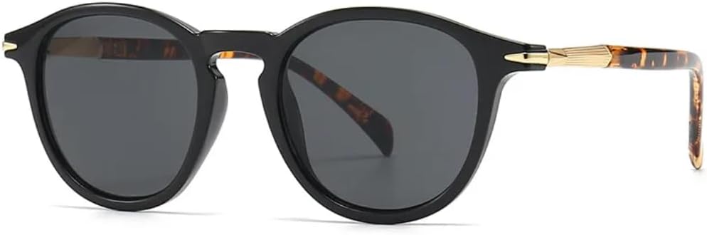 

Классические роскошные круглые солнцезащитные очки для женщин и мужчин в винтажном стиле, стимпанк, с заклепками, для вождения (черные, с леопардовым принтом) TVTBBVV, Black Leopard Black