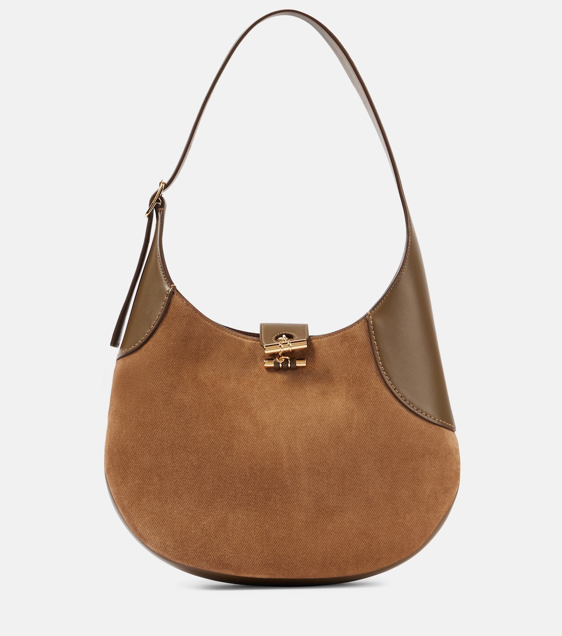 

Средняя кожаная сумка через плечо Bobbin Loro Piana, Gldn Chestnut/Salty Capers