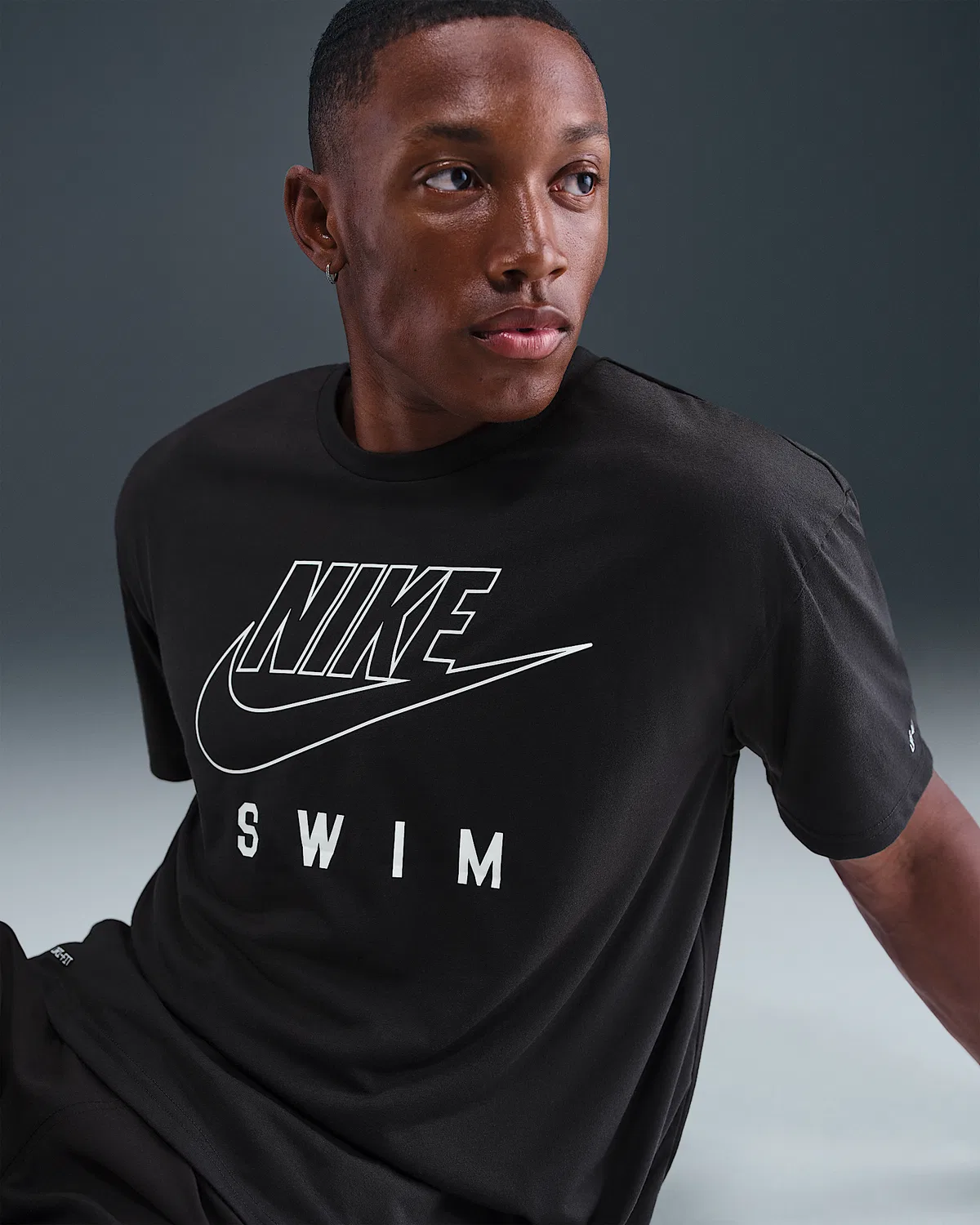 Мужская короткорукавная топ Nike Swim Swoosh Hydroguard, Black — фото 3