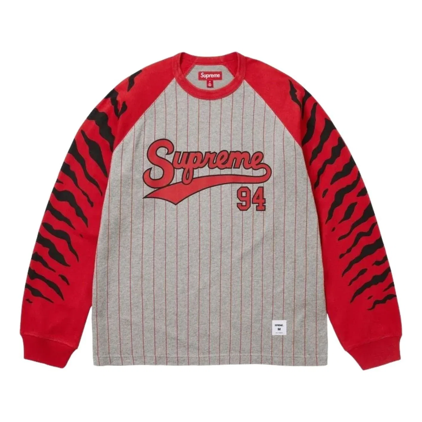 Футболка Supreme SS26 Tiger Raglan с длинными рукавами, цвет «серый меланж» SUP-SS26-123-RED