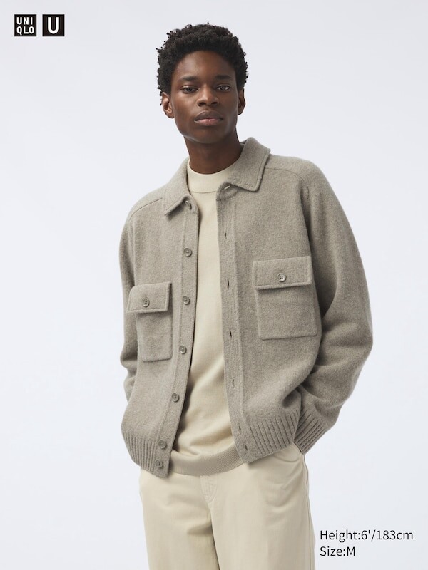 

Вязаный жакет из овечьей шерсти Uniqlo, зеленый