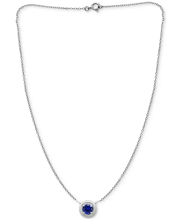 

Ожерелье с подвеской 16 дюймов в оправе из синего кубического циркония, созданное для Macy's Giani Bernini, silver