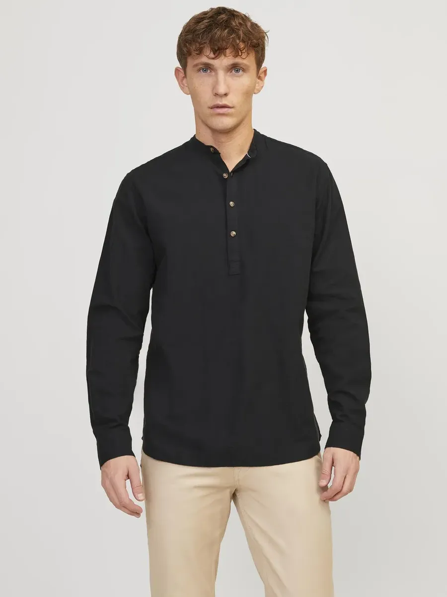 

Рубашка с длинными рукавами Jack & Jones "JJJESUMMER TUNIC LINEN BLEND SHIRT LS SN", черный