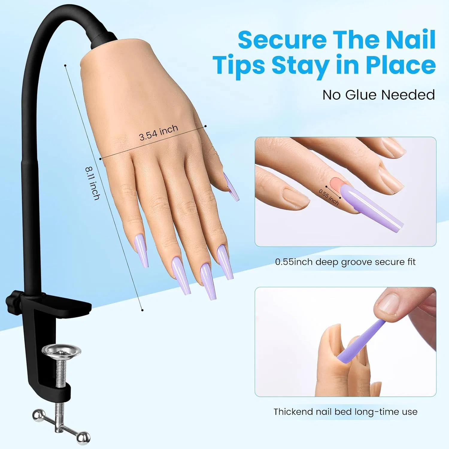 Гибкая силиконовая рука для тренировки дизайна ногтей от Yokilly Yokilly, Practice Hand For Nail Design Kit -1 — фото 4