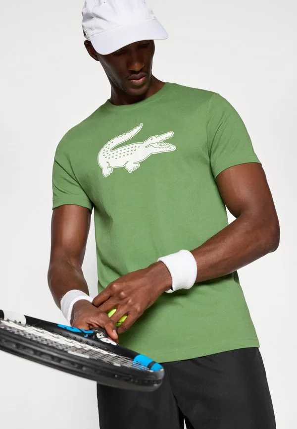 Спортивная футболка с большим логотипом Lacoste Sport, Lambs Lettuce/White — фото 4