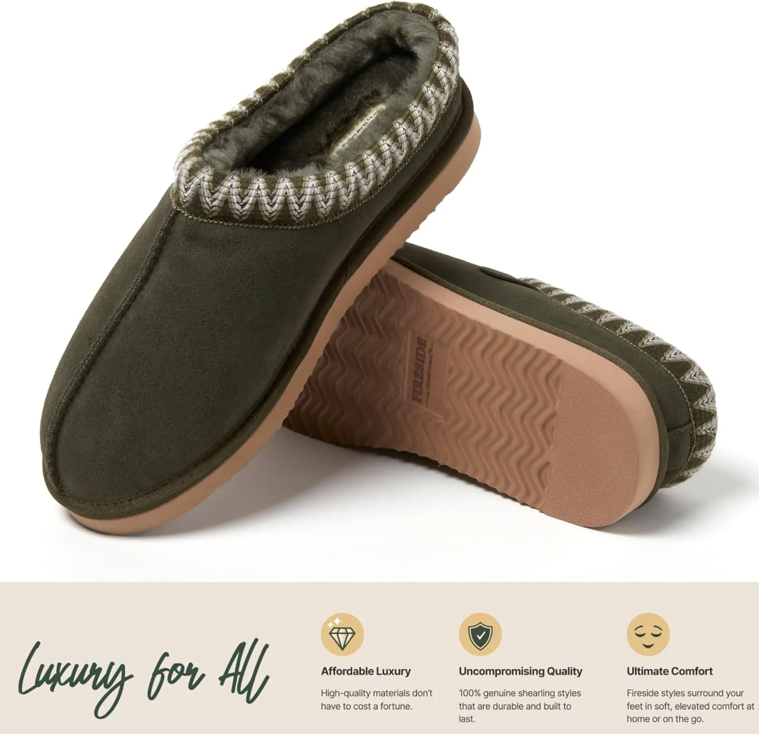 Клогги Fireside от Dearfoams для мужчин Grafton Shearling для дома и улицы Fireside by Dearfoams — фото 4