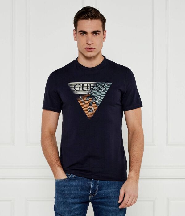 

Футболка Guess Jeans Slim Fit с принтом, синий