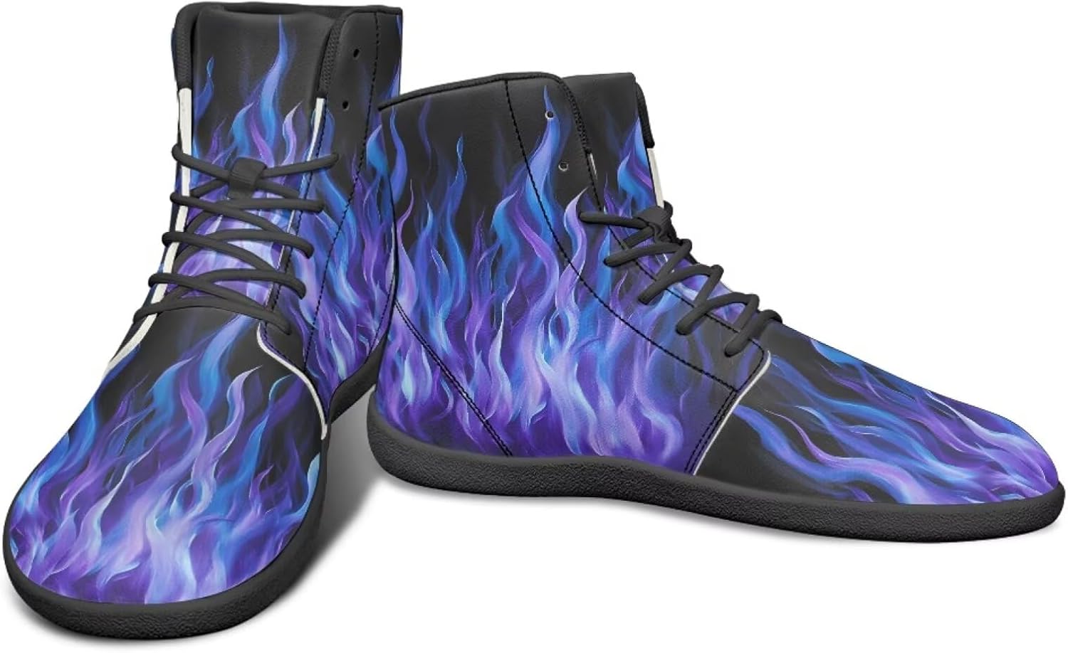 

Высокие кроссовки с узором молнии и огня, босоножки с нулевым перепадом, кожаные кроссовки для бега, заземляющие обувь для мужчин Watdotory, фиолетовый