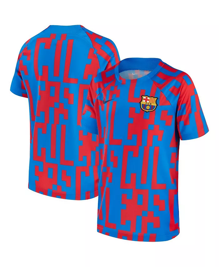 

Мужская синяя футболка Barcelona 2022/23 Pre-Match Top Nike