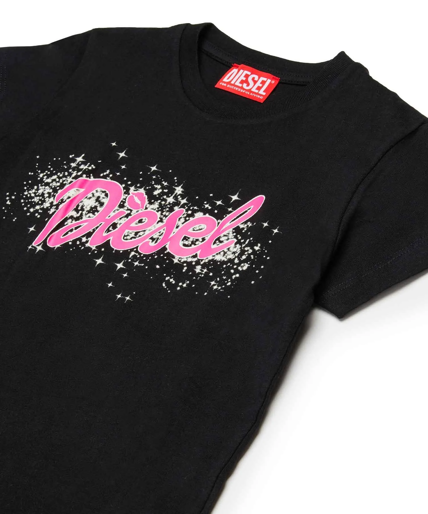 Унисекс футболка с логотипом DIESEL KIDS светло-розовая — фото 3