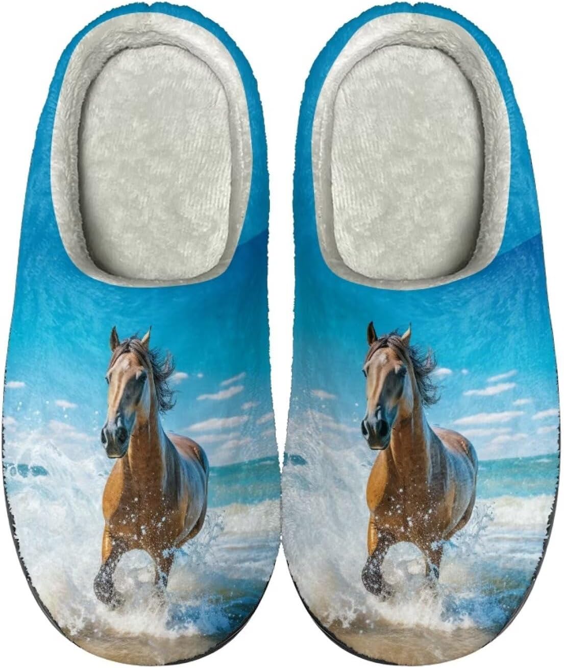 

Тапочки Showudesigns для женщин и мужчин, удобная обувь, теплые, Horse Running