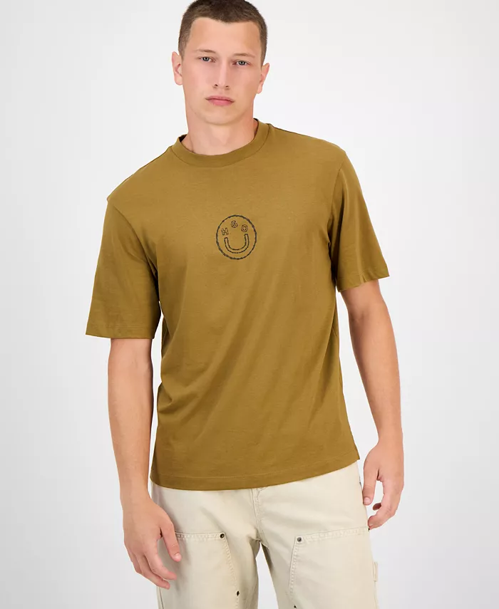 

Мужская хлопковая футболка с принтом Hugo Boss, зеленый