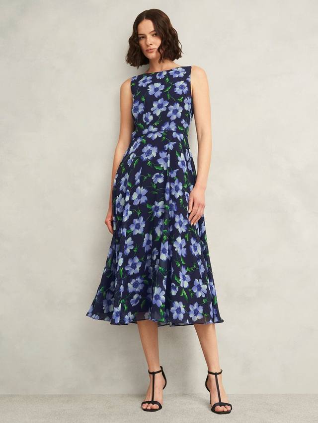 

Платье Petite Carly с цветочным принтом Hobbs, Midnight/Multi