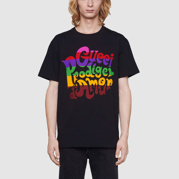 Футболка prodige damour printing round neck short sleeve black Gucci, черный — фото 4