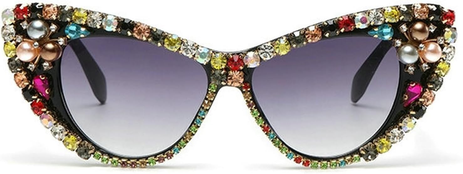 

Женские солнцезащитные очки «Кошачий глаз» с бриллиантами, модель 2020, большие панк-очки, винтажные очки с кристаллами и стразами, защита от ультрафиолета UV400 COTIA, Gold Tricolor Pearl