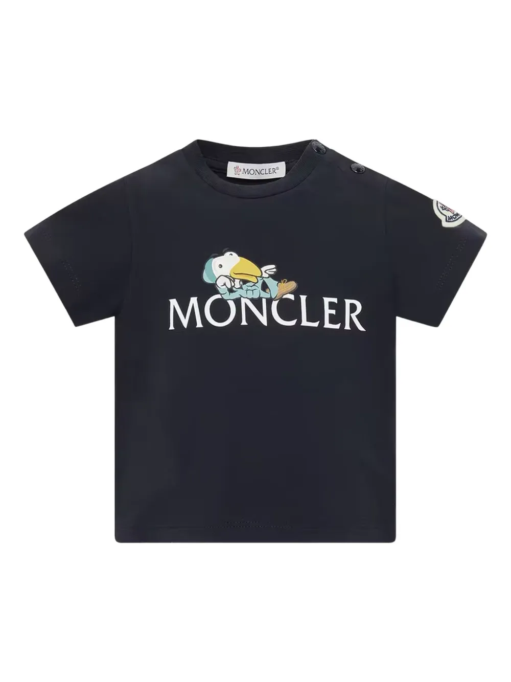 

Хлопковая футболка с логотипом в виде утки Moncler Enfant, синий