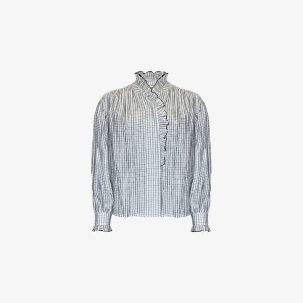 

Блузка из ткани с оборками Ro&Zo, цвет check frill shirt