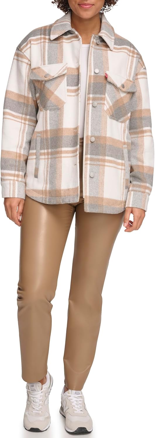 

Levi's Женская повседневная рубашка-куртка, New Light Grey/Camel