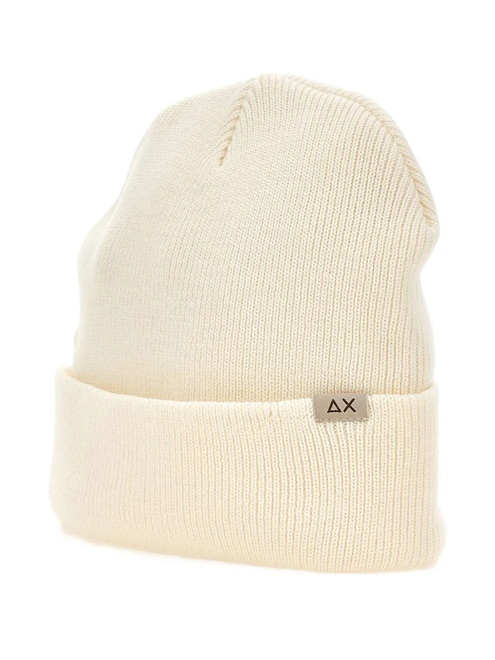 

Вязаная шапка с ребристой текстурой и нашивкой с логотипом Sun68, белый