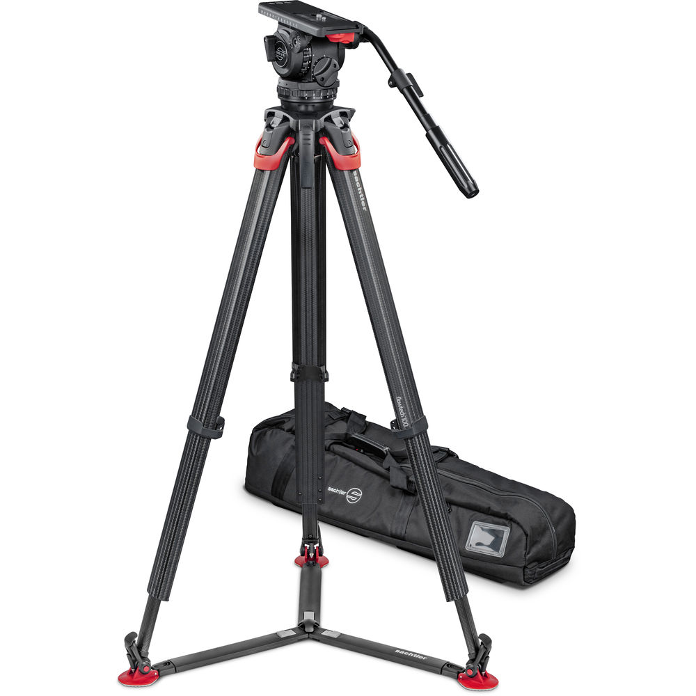 

Жидкокристаллическая головка Sachtler Video 18 S2 со штативом Flowtech 100 мм из углеродного волокна и комплектом ручек для переноски