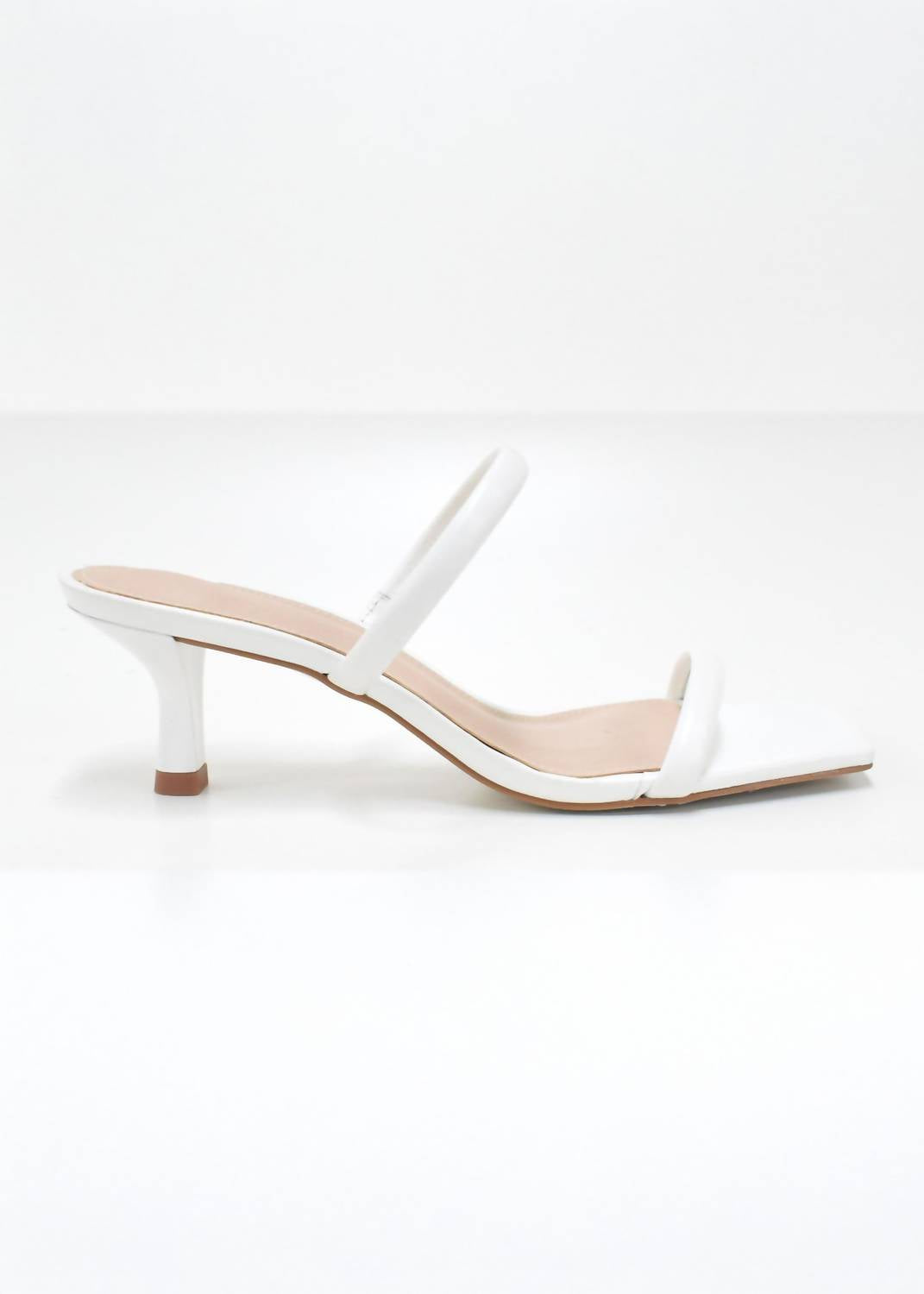 Women's Kitten Heel Slide Sandals In White Cocco Miami