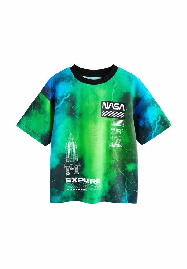 Футболка с коротким рукавом и принтом лицензии nasa Next, Black/Green