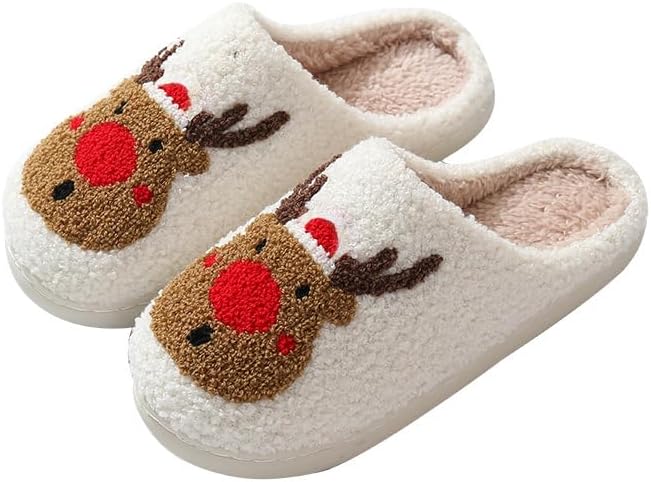 

Рождественские тапочки, Хэллоуинские тапочки, милые осенние меховые туфли, подарки для женщин и мужчин, теплые домашние тапочки для вечеринок Generic, белый