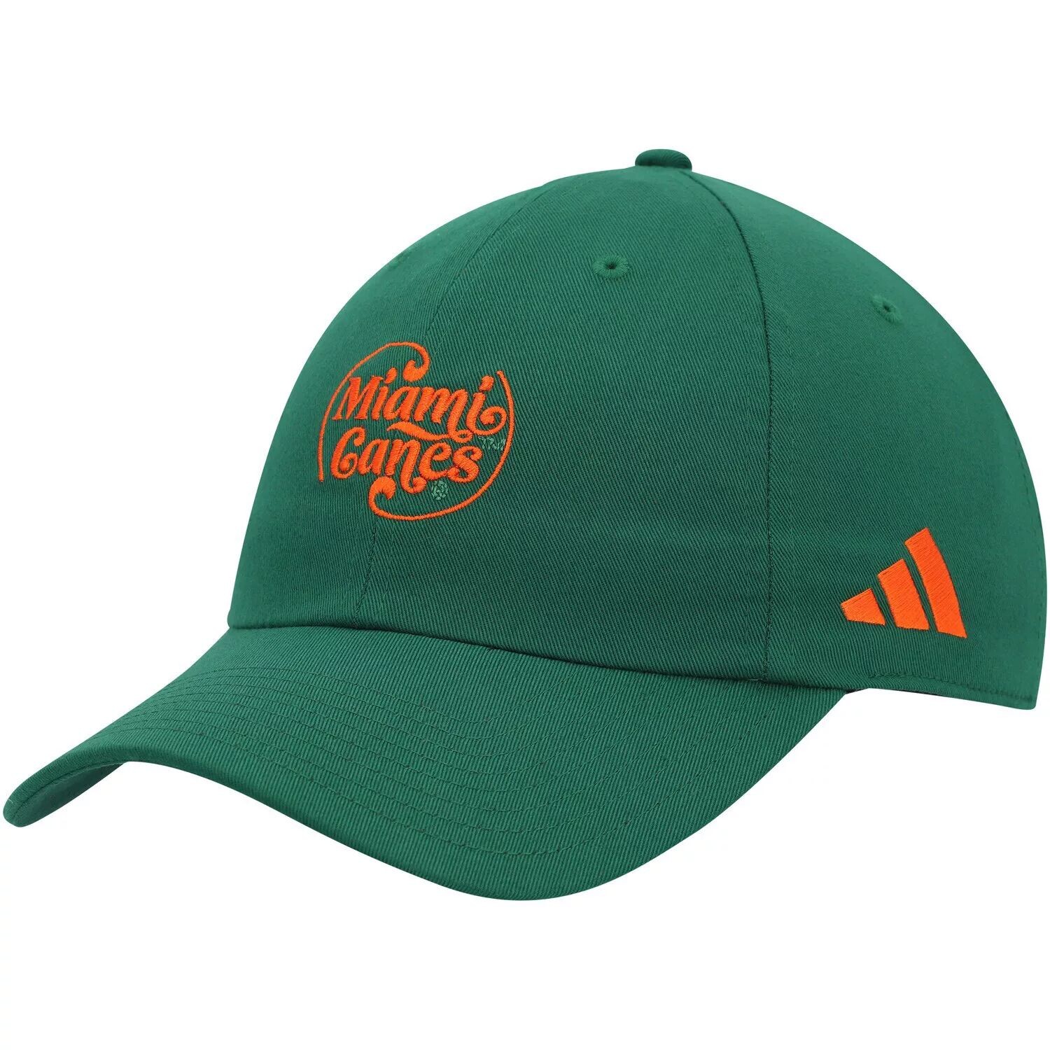 

Мужская регулируемая кепка adidas Green Miami Hurricanes с напуском