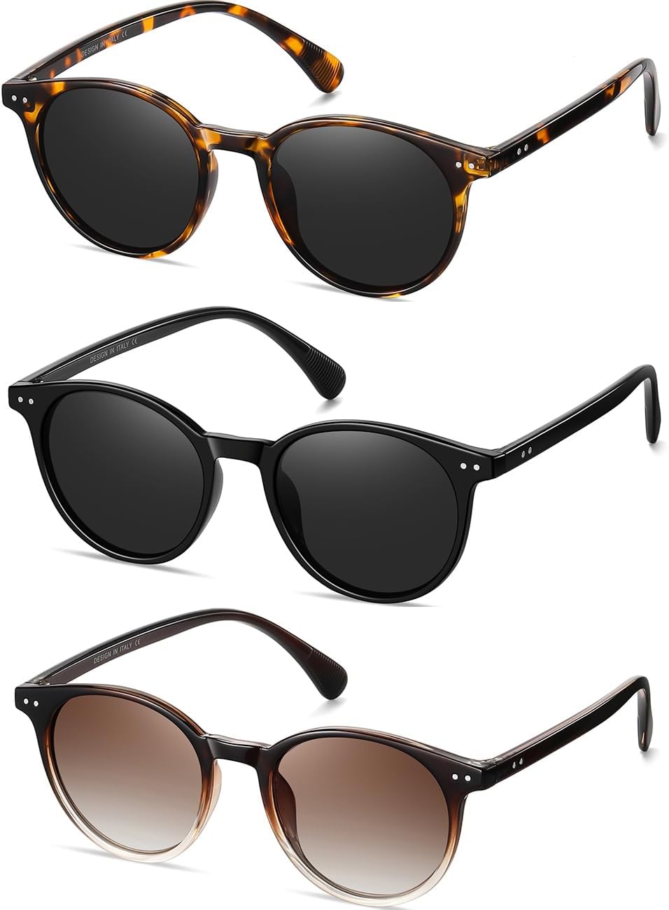 

Небольшие круглые поляризованные солнцезащитные очки для женщин в классическом винтажном стиле с защитой UV400 (3 шт.) NCLLCE, A8 Tortoise Grey+black+brown Gradient(3 Pack)