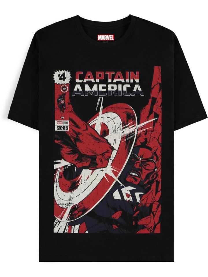 

Футболка Капитан Америка - мужская ретро-футболка с коротким рукавом черного цвета Captain America, Черный, Футболка Капитан Америка - мужская ретро-футболка с коротким рукавом черного цвета Captain America