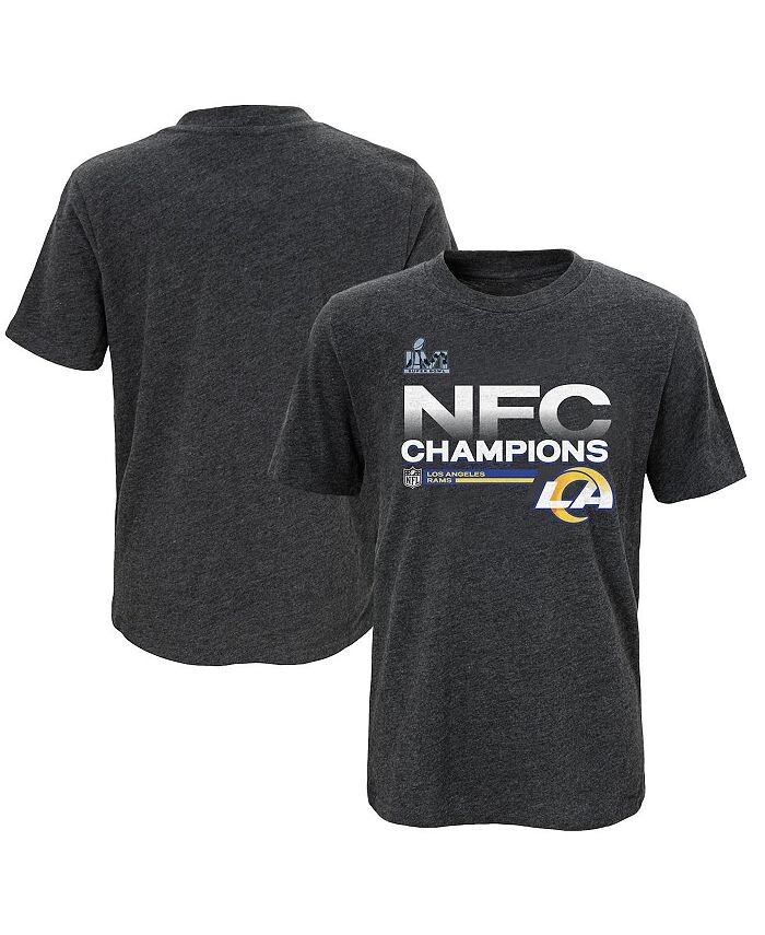 

Футболка с логотипом Big Boys из коллекции трофеев NFC Champions Locker Room Los Angeles Rams 2021 с надписью Heathered Charcoal Fanatics, серый