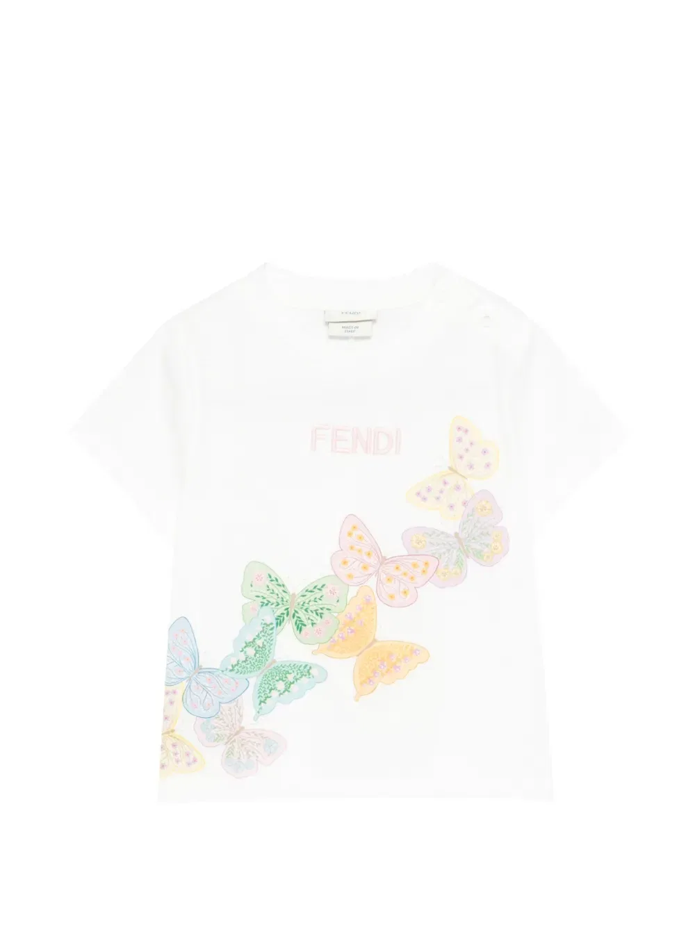 Футболка с принтом бабочек Fendi Kids, белый