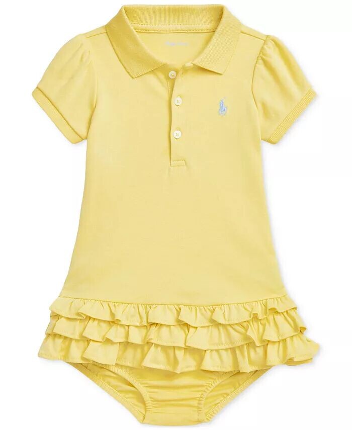 

Платье-поло из хлопка с оборками Polo Ralph Lauren, желтый