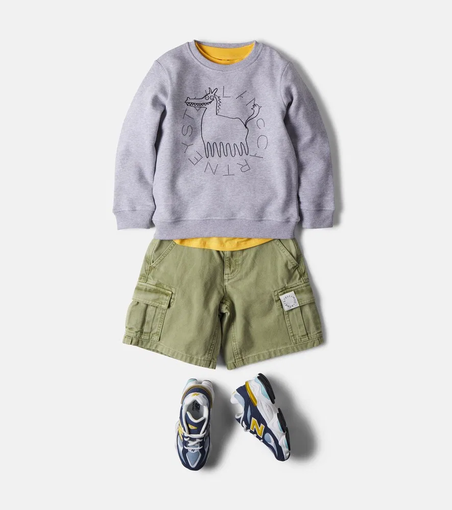 Толстовка из хлопкового трикотажа с логотипом Stella McCartney Kids, серый — фото 2