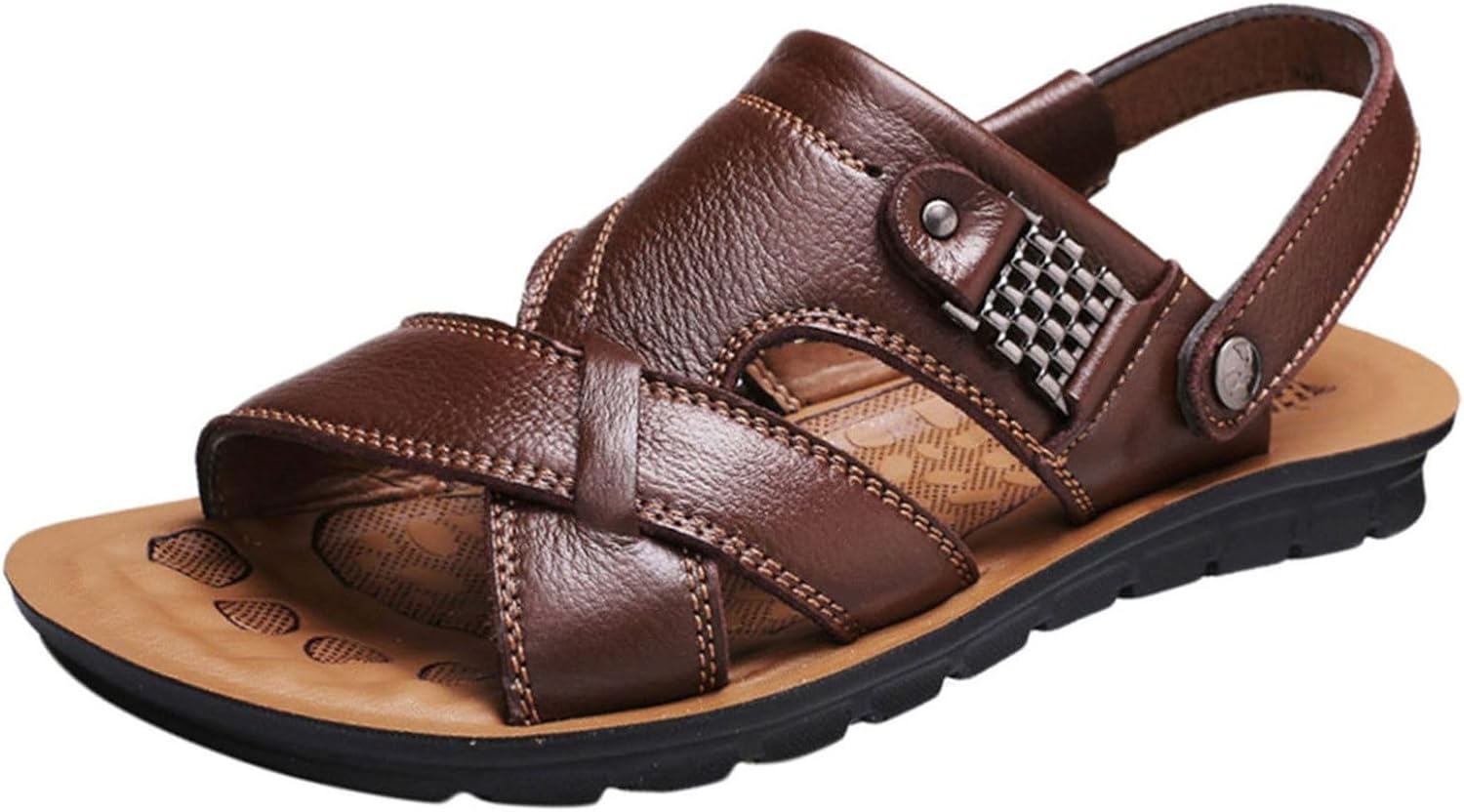 

Кожаные сандалии для мужчин, спортивные сандалии, дышащие ортопедические сандалии с противоскользящей подошвой, удобные сандалии Generic, коричневый
