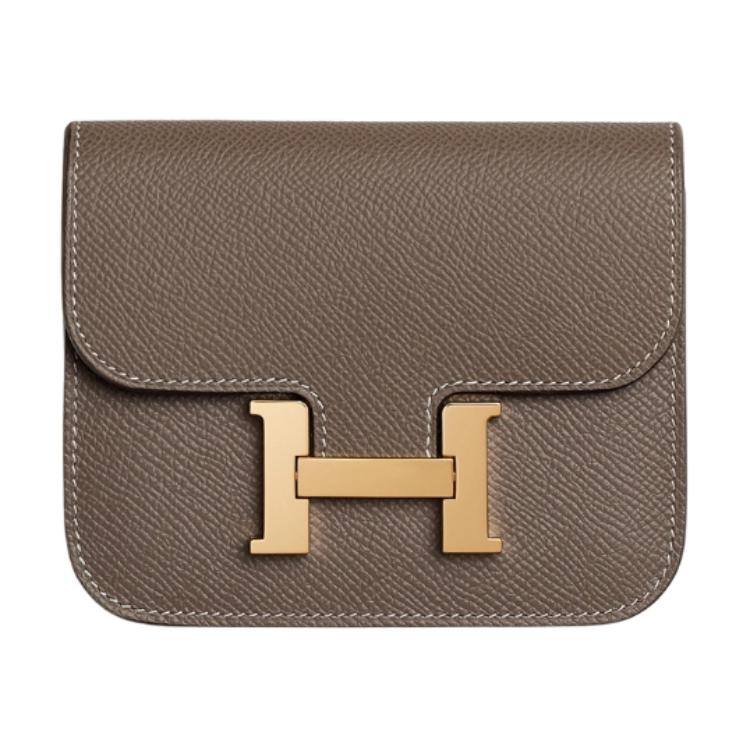

HERMES Женская поясная сумка Constance Slim Epsom Leather с кошельком, размер 18, цвет "слон", серый