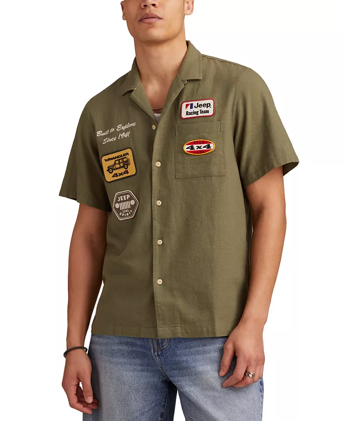 

Мужская рубашка с коротким рукавом Jeep Patch, вышитая, на пуговицах Lucky Brand, зеленый